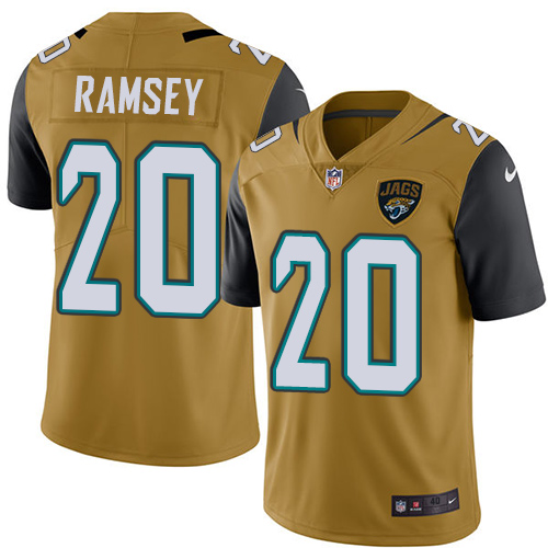 Men's Elite Jalen Ramsey Nike Jersey Gold - #20 Rush NFL Jacksonville Jaguars